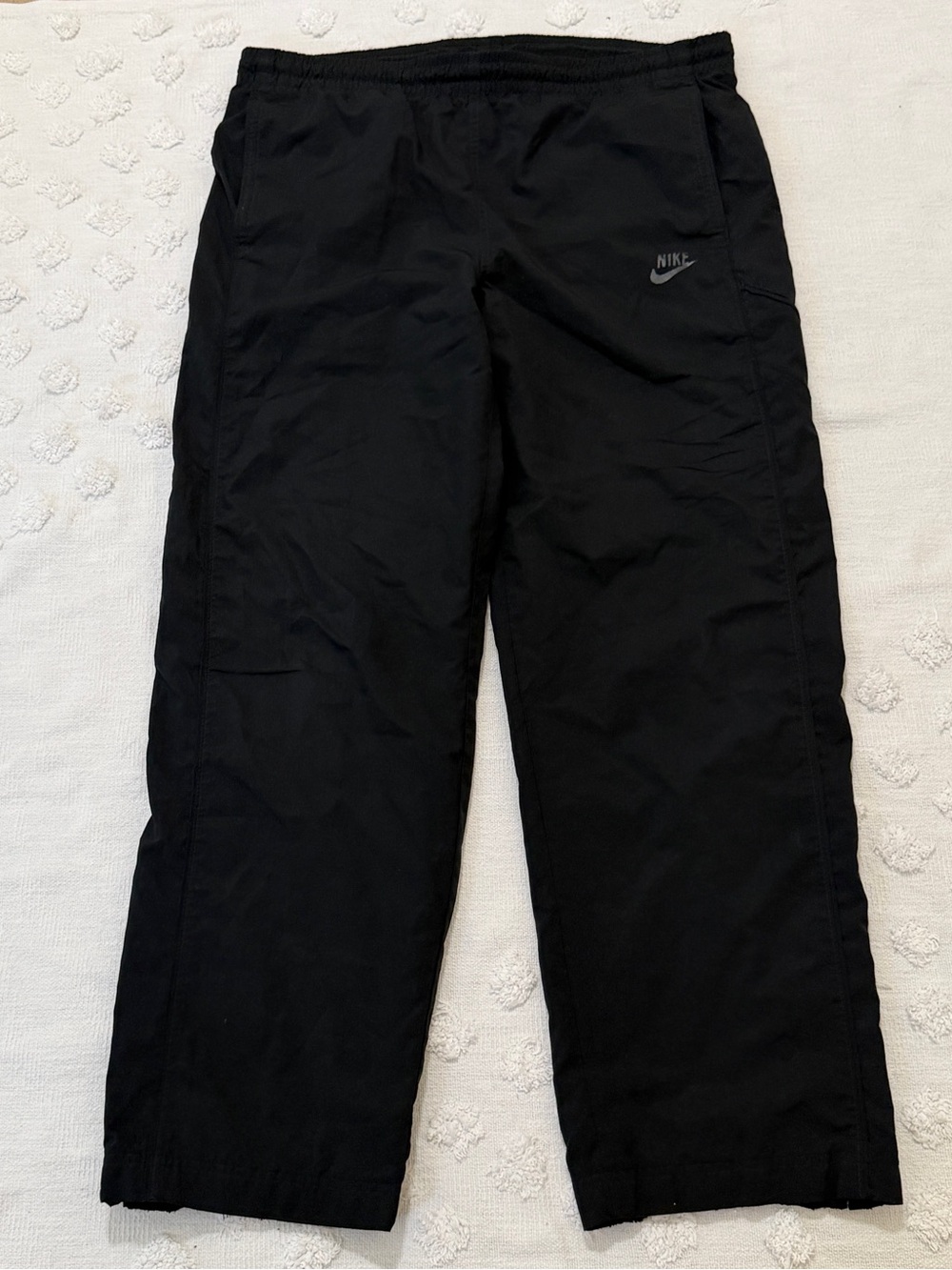 Vintage Nike Sportswear Windbreaker Track Pants Mens Large Black Ankle Zip Logo